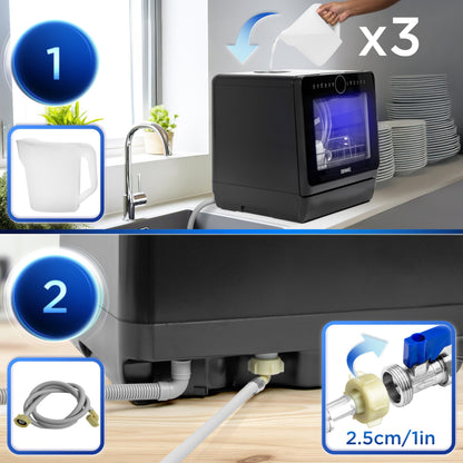 Duronic DW5 BK Mini Spülmaschine – Ohne Wasseranschluss