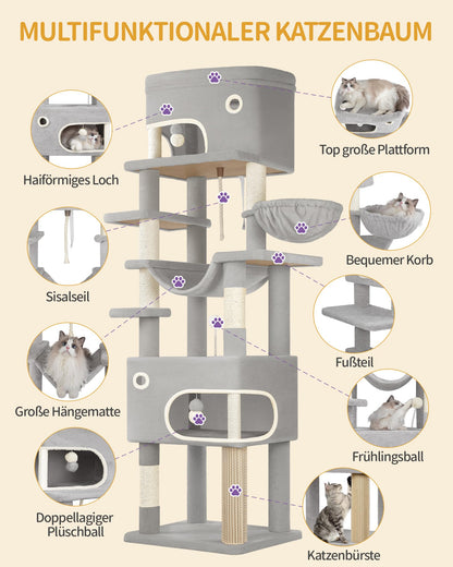 Hzuaneri MS20318LG Kratzbaum - 203 cm, Hellgrau