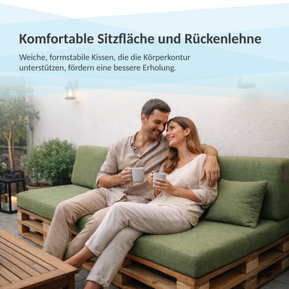 POKAR Palettenkissen 2er Set, Sitzkissen + Rückenkissen, Anthrazit