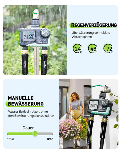RAINPOINT Bewässerungscomputer mit 2 Ausgängen, IP65 wasserdicht