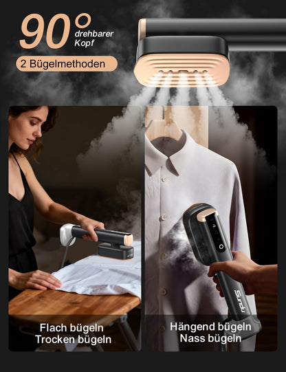 Sundu Dampfglätter 2-in-1 Reisebügeleisen mit LED-Display, schwarz