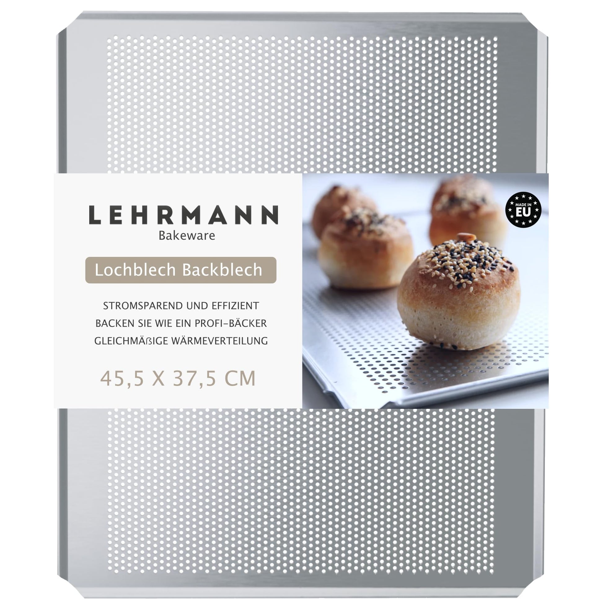 LEHRMANN Lochblech 45,5 x 37,5 cm Backblech für Bosch Siemens Neff – perforiertes Aluminiumblech mit 3 mm Lochung
