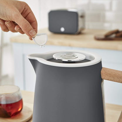 Swan Nordic Wasserkocher Toaster Mikrowelle Set – Grau Holzoptik
