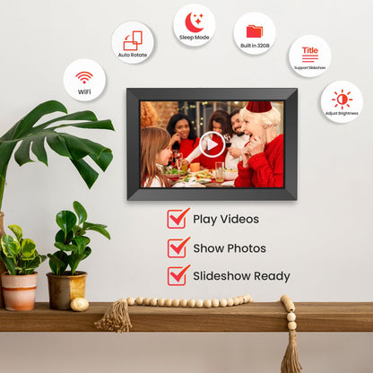 FRAMEO Digitaler Bilderrahmen WLAN 10,1 Zoll IPS Touchscreen 32GB
