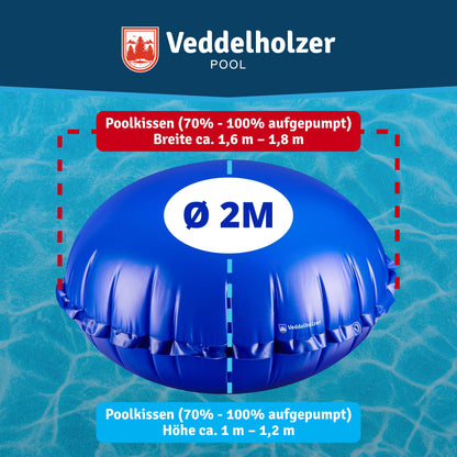 Veddelholzer XXL Poolkissen rund Ø 2 m Set mit Befestigungsseil