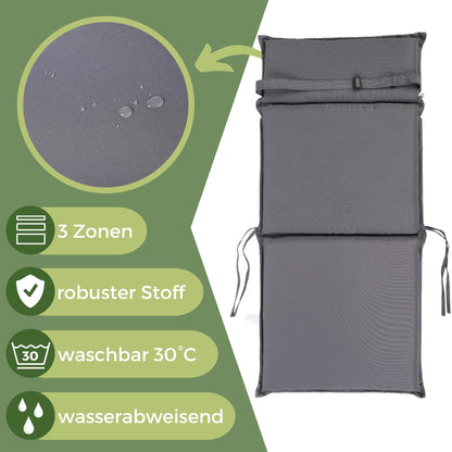 ALBATROS Gartenstuhlauflage Hochlehner 4er Set, Anthrazit, 99x45 cm