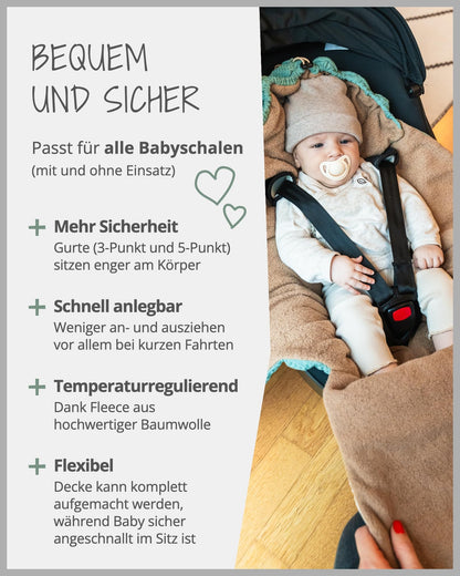 ULLENBOOM Einschlagdecke für Babyschale Kindersitz - Floral-Grün