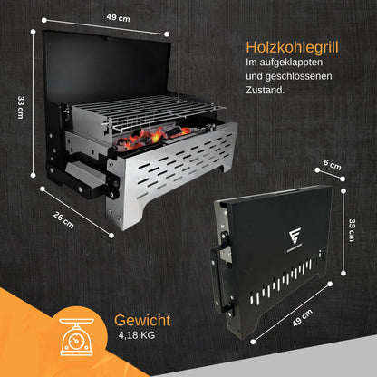 SCHNEIDERFREUDE Klappgrill 2.0 – höhenverstellbarer Holzkohlegrill