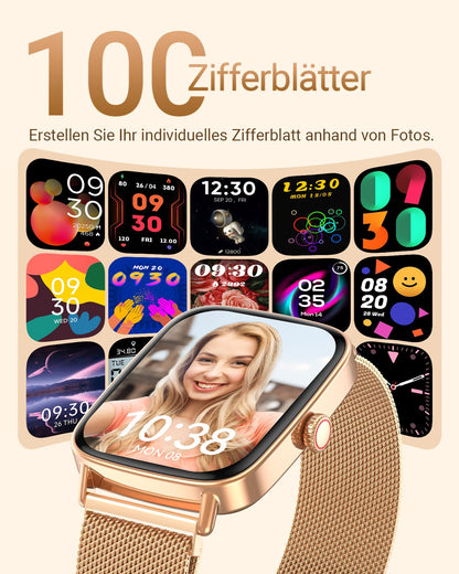 Fitpolo IDW28 Smartwatch mit Telefonfunktion, 1,85 Zoll Fitnessuhr