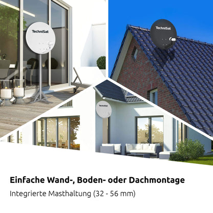 TechniSat TECHNITENNE 70 Satelliten-Schüssel 70 cm 4 Teilnehmer anthrazit