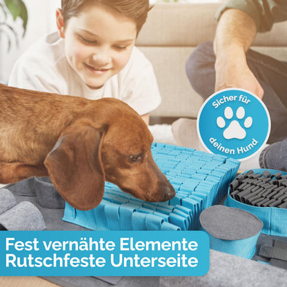 Briliantwerk Schnüffelteppich für Hunde, Intelligenzspielzeug, Blau