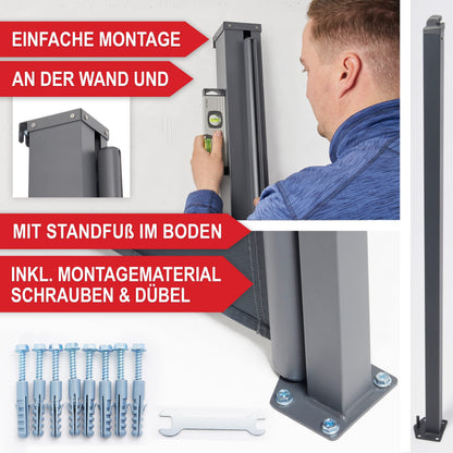 ONBEST Seitenmarkise ausziehbar 200 x 300 cm, Sicht- & Windschutz