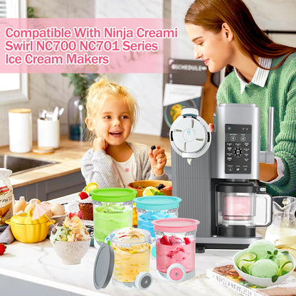 Macayda Eisbehälter für Ninja CREAMi Deluxe NC700/NC701EU, 4 Stück