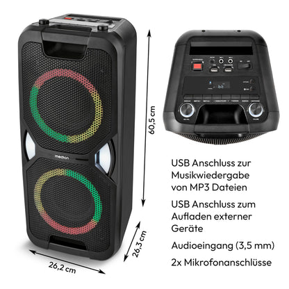 MEDION PE-1 Pure Partybox Bluetooth-Lautsprecher mit Karaoke