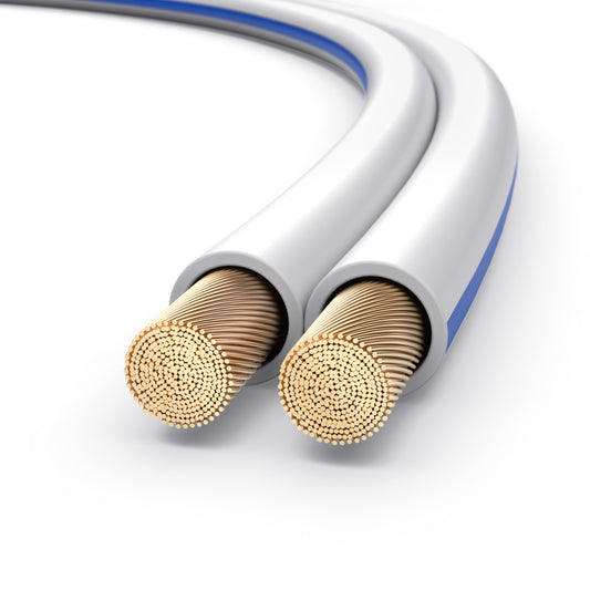 PureLink Lautsprecherkabel OFC - 2x2.5mm² 100m weiss, ein langes, weißes Kabel zum Verbinden von Lautsprechern.