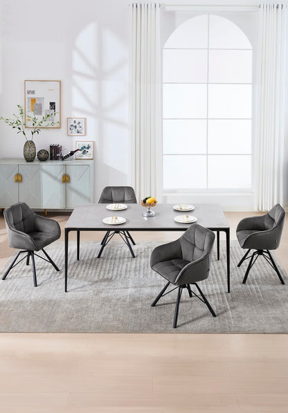 WOLTU Esszimmerstühle drehbar 2er Set - Samt dunkelgrau