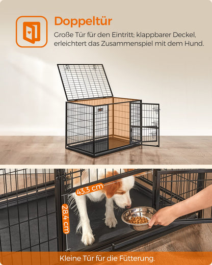 Feandrea Haustierkäfig Gitterbox XL, 107 x 70 x 75 cm, tintenschwarz