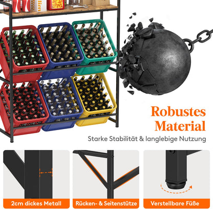 Lifewit Getränkekistenregal mit Ablage – für 6 Kisten, Rustikales Braun