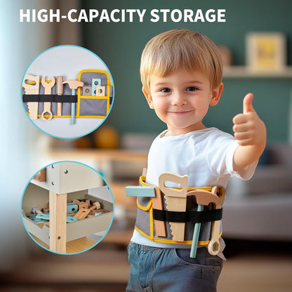 Holzmeister Kinder Werkbank Holz Spiel Werkzeug Set 3-9 J.