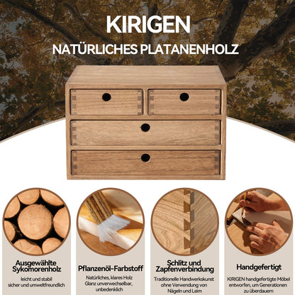 KIRIGEN Holz Schreibtisch-Organizer - 4 Schubladen Dunkelbraun