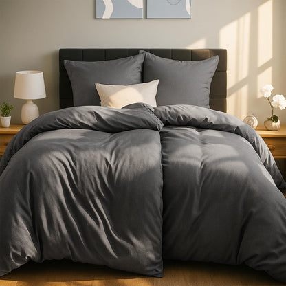 Wolkenfeld Winter Bettwäsche Set 135x200 Anthrazit Mikrofaser