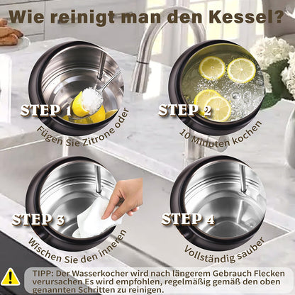 NESSGRAIM Retro-Wasserkocher 1,7 l Edelstahl mit Temperaturanzeige
