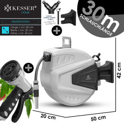 KESSER Automatische Wasserschlauchtrommel 32m Garten Grau