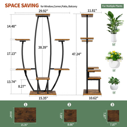 JUSTOGO Eck-Pflanzenständer 7-stöckig mit Wachstumslichtern