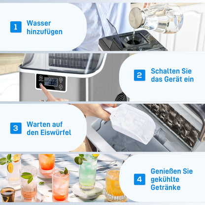 HOMCOM Eiswürfelbereiter - Edelstahl, Silber, Selbstreinigend