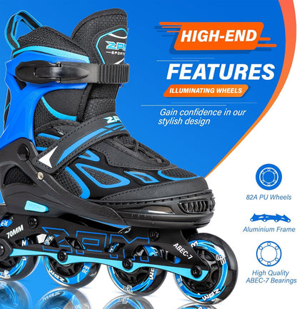 2PM SPORTS Inliner Kinder verstellbar, Inline Skates Blau Grösse M