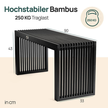 BAM BOO BOX Sitzbank - Modell Bambus Schwarz 90x33x43 cm