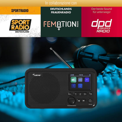 LEICKE tragbares DAB+ Radio mit Bluetooth 5.0 und 4000 mAh Akku