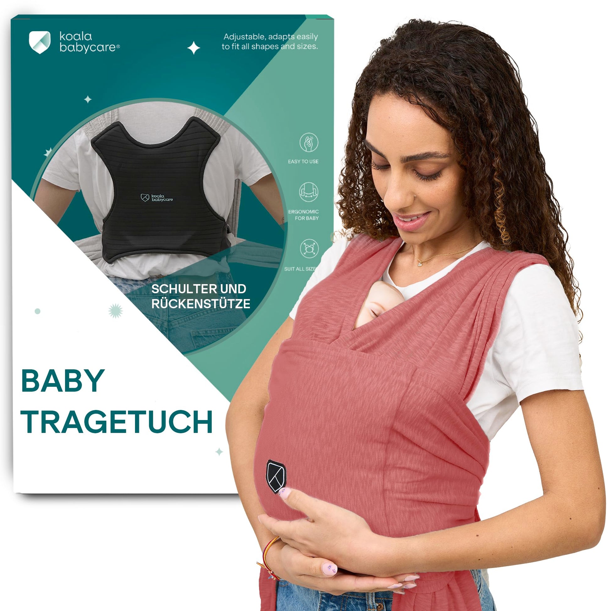 Koala Babycare Tragetuch Neugeborene Babytrage - Bourdeaux. Langes, bordeauxrotes Tuch zum ergonomischen Tragen von Neugeborenen.