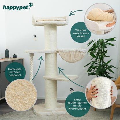 HAPPYPET Cooper Kratzbaum stabil - grosse Katzen 150cm Creme