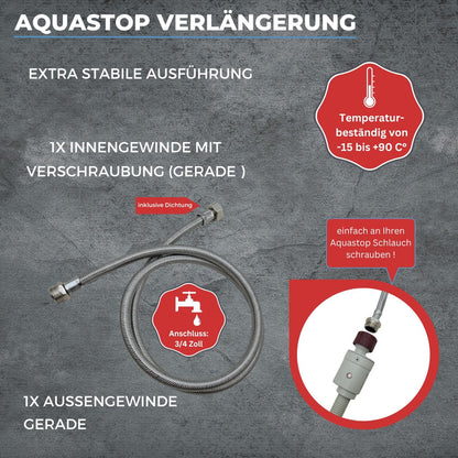 LICHTBLAU Aquastopverlängerung Edelstahl 10m - 3/4 Zoll Gerade
