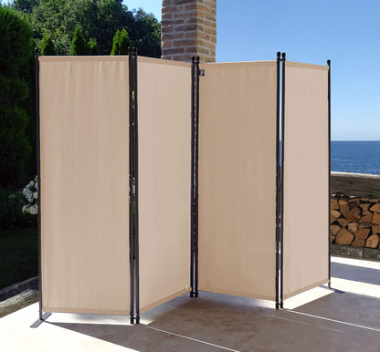 QUICK STAR Paravent 4-teilig Raumteiler Sichtschutz 165x220cm Sand