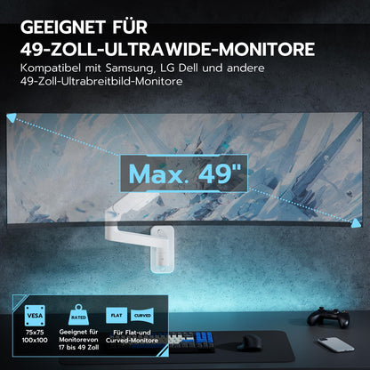 ARES WING Wandhalterung für PC/TV Monitor 17-49 Zoll, 20kg – Weiss