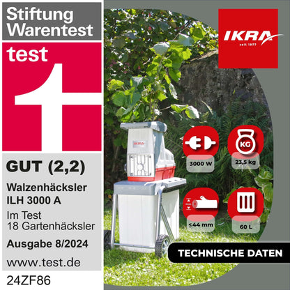 IKRA Walzenhäcksler ILH 3000 A, Elektro-Gartenhäcksler, 3000 W