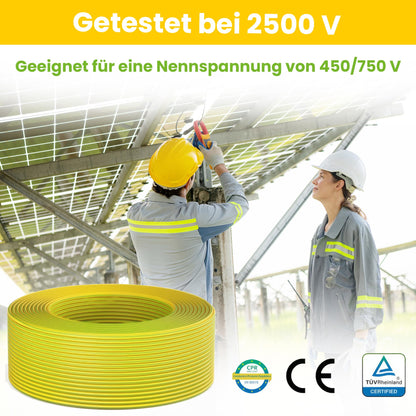 Offgridtec H07V-K Erdungskabel 16 mm² 450/750 V grün-gelb, 10 m