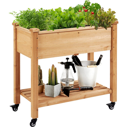 Yaheetech Hochbeet Holz mit Rollen & Ablageboden, 87 x 47 x 83,5 cm aus FSC-zertifiziertem Tannenholz