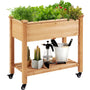 Yaheetech Hochbeet Holz mit Rollen & Ablageboden, 87 x 47 x 83,5 cm aus FSC-zertifiziertem Tannenholz
