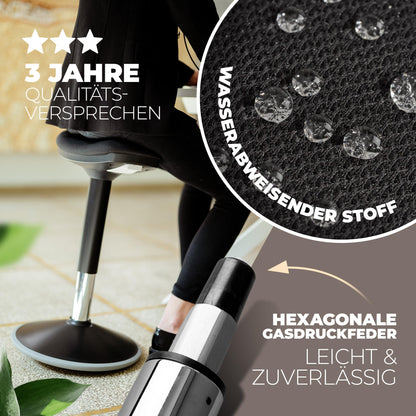 ergobalance Ergonomischer 3-in-1 Sitzhocker, Bürohocker – Schwarz