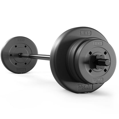 TREX SPORT Langhantel Set 22 kg mit 120 cm Stahlstange und 8 Scheiben