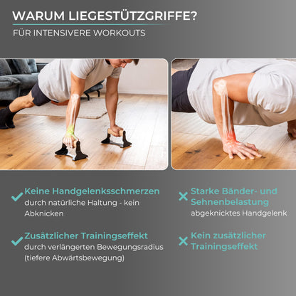 PULLUP & DIP Liegestützgriffe mit Buchenholz-Griff und Stahl