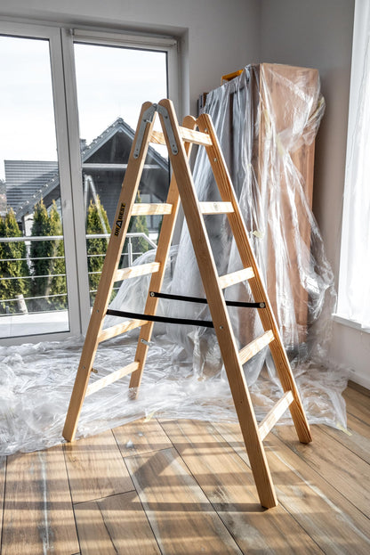 DRABEST Holz Klapp-Stehleiter - 2x5 Sprossen Beidseitig