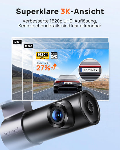 70mai M310 Plus 3K Dashcam mit 1620P, Nachtsicht und Parküberwachung
