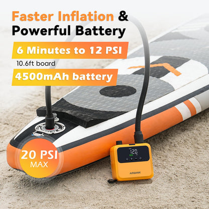 AIRBANK PULSE Pro Elektrische Mini SUP-Luftpumpe, 20 PSI, Akku