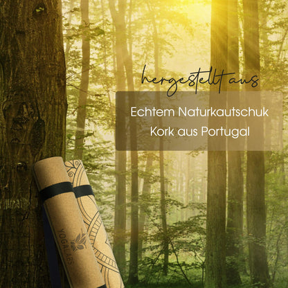 YOGALABS® 2in1 Yogamatte - Kork & Naturkautschuk 183x61x0,4cm