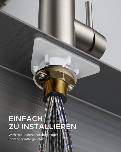 FORIOUS Küchenarmatur L-förmig Ausziehbar Edelstahl mit Brause