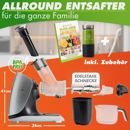 GREEN-PRESS Edelstahl Slow Juicer Entsafter - Testsieger 2023